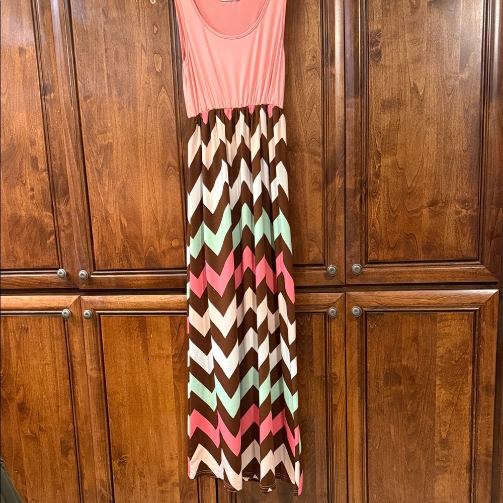 Yidarton Chevron sleeveless Maxi Dress